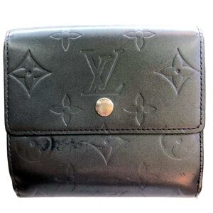 LV Louis Vuitton Monogram Mat Vernis Gray Elise Compact Wallet with COA Unisex